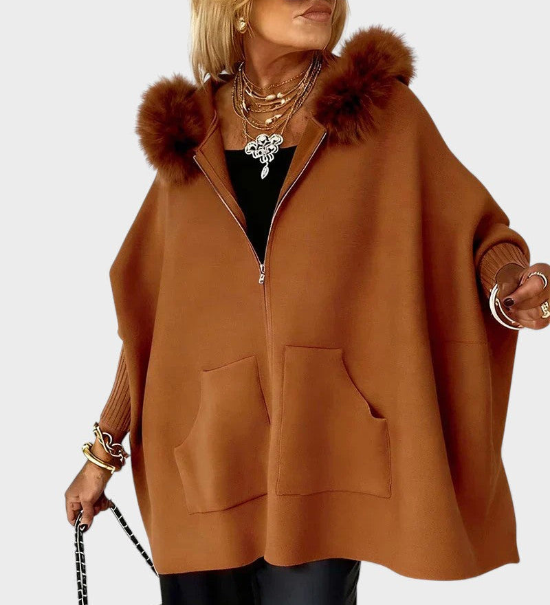 Miranda™ | Casual coat with hood and fur collar
