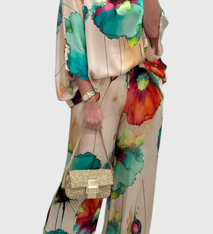 Karoline Floral Two-Piece Set with Relaxed Fit