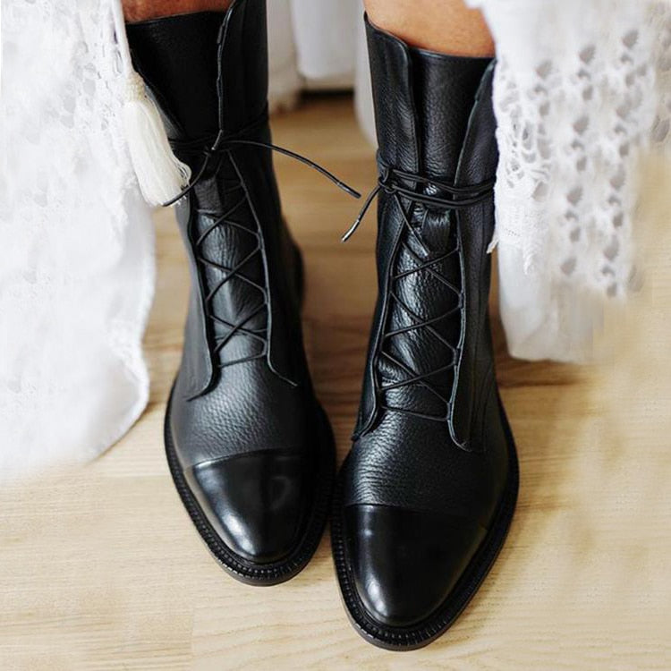 Gabriela | Black Synthetic Leather Boots