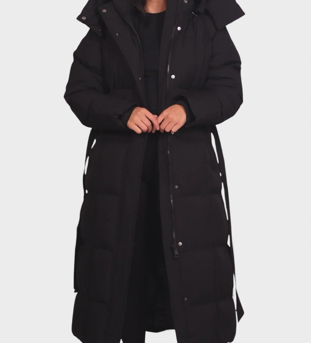 Sofía™ | Long Quilted Coat with Belt