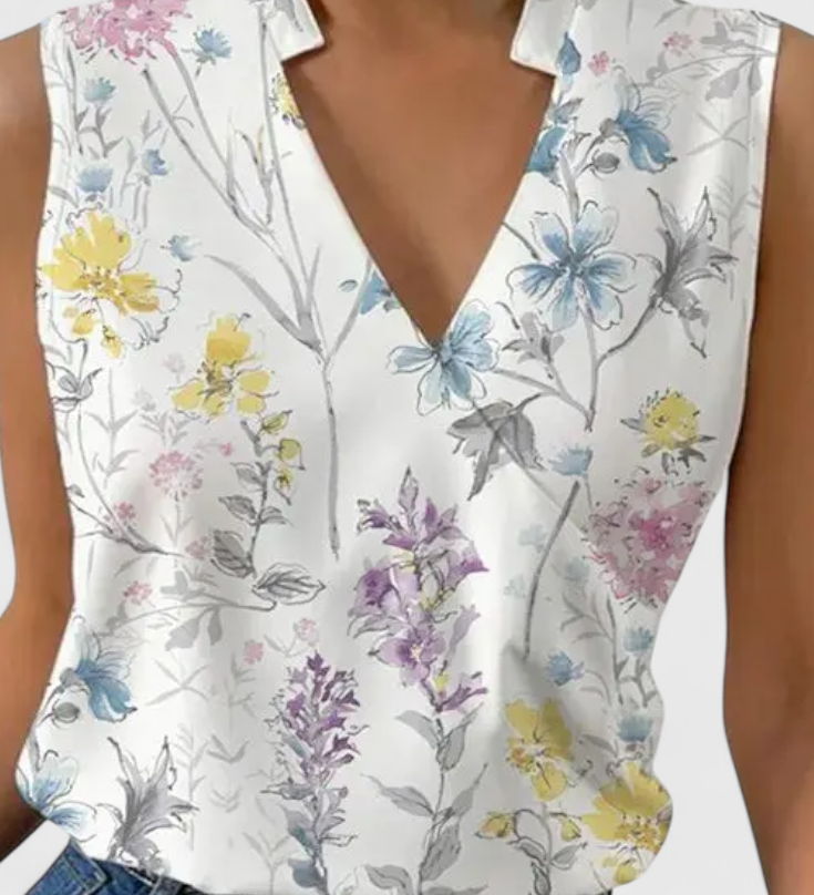 Yariela Soft Summer Top with V-Neck