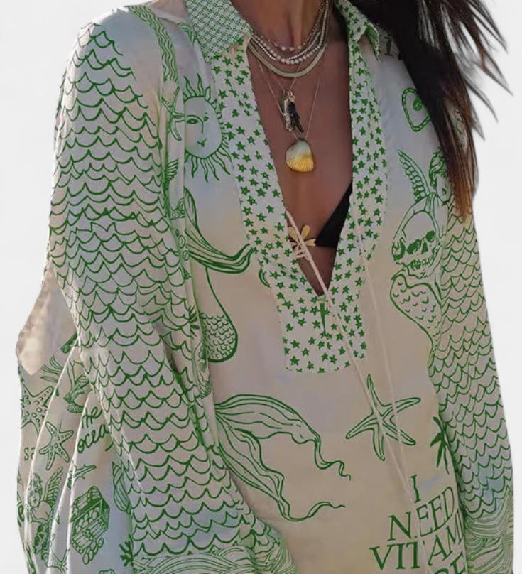 Amalia Printed Shirt Set with Elasticated Shorts