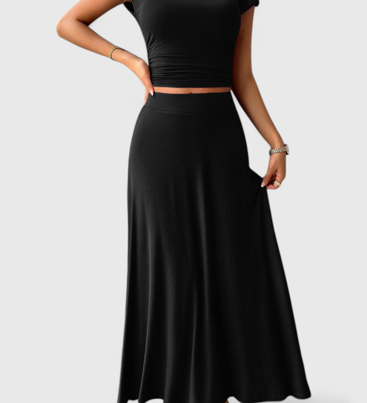 Anastasia Ruched Crop Top & Matching Flowing Skirt