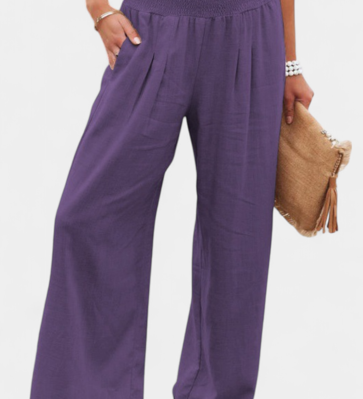 Alexia Cotton and Linen Trousers with Fluid Cut and Natural Elegance