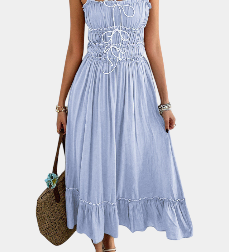 A-Line Dress with Straps Luz and Ruffled Hem