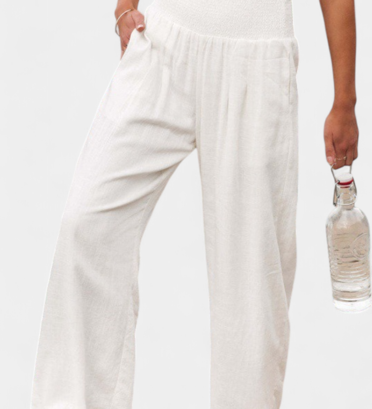 Alexia Cotton and Linen Trousers with Fluid Cut and Natural Elegance