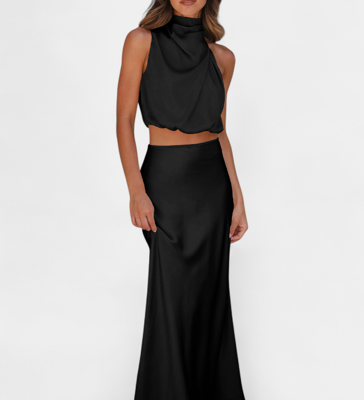 Hanna Draped Backless Skirt Set