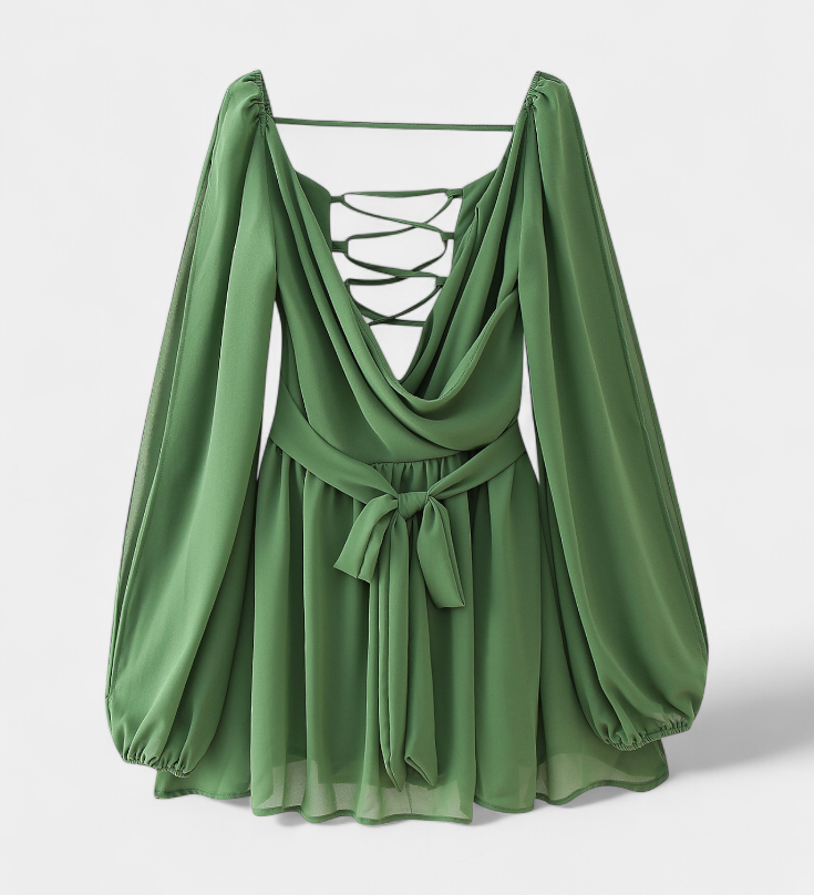 Skylar Mini Dress with V-Neck and Light Sleeves