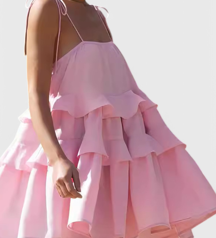 Vianey Backless Dress in Cotton and Linen