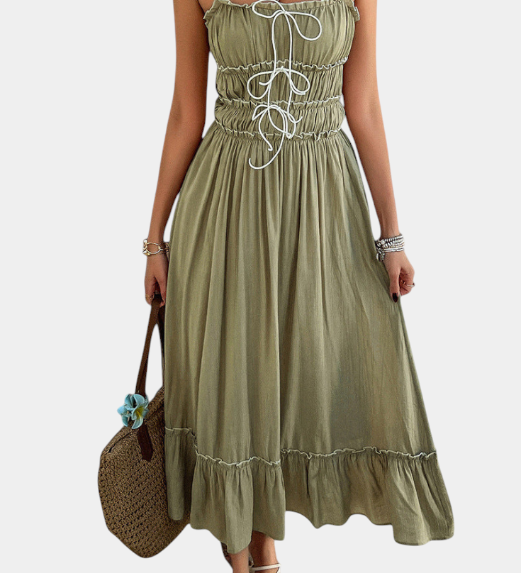 A-Line Dress with Straps Luz and Ruffled Hem