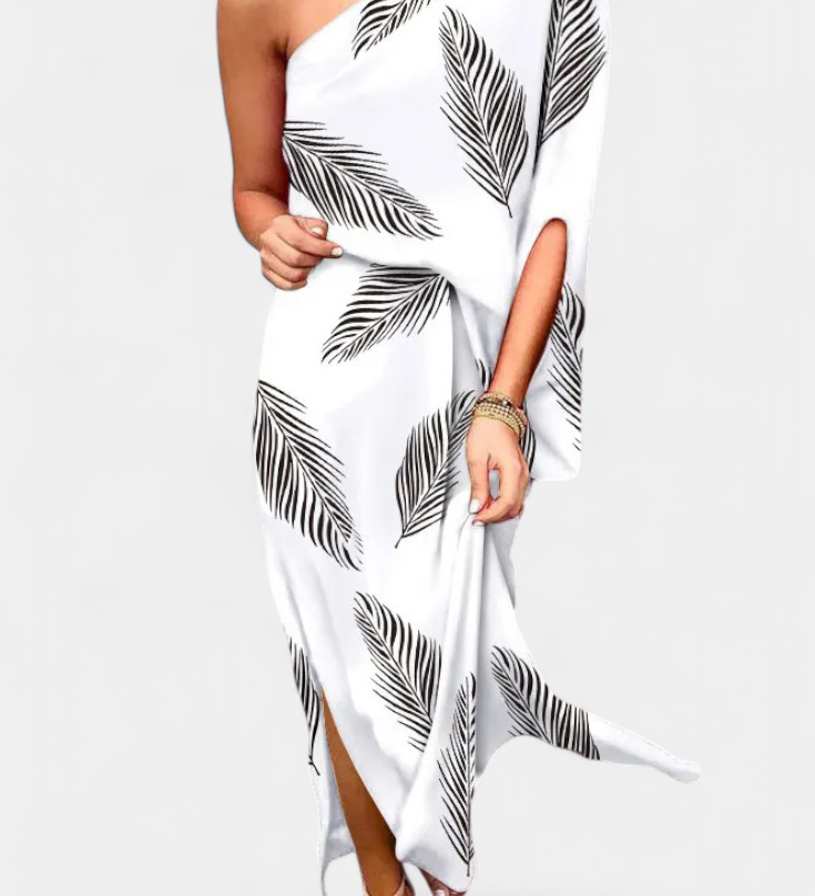 Carlena One-Shoulder Dress with Romantic Print