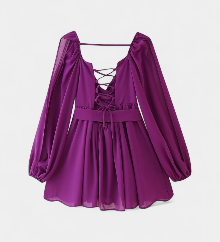 Skylar Mini Dress with V-Neck and Light Sleeves