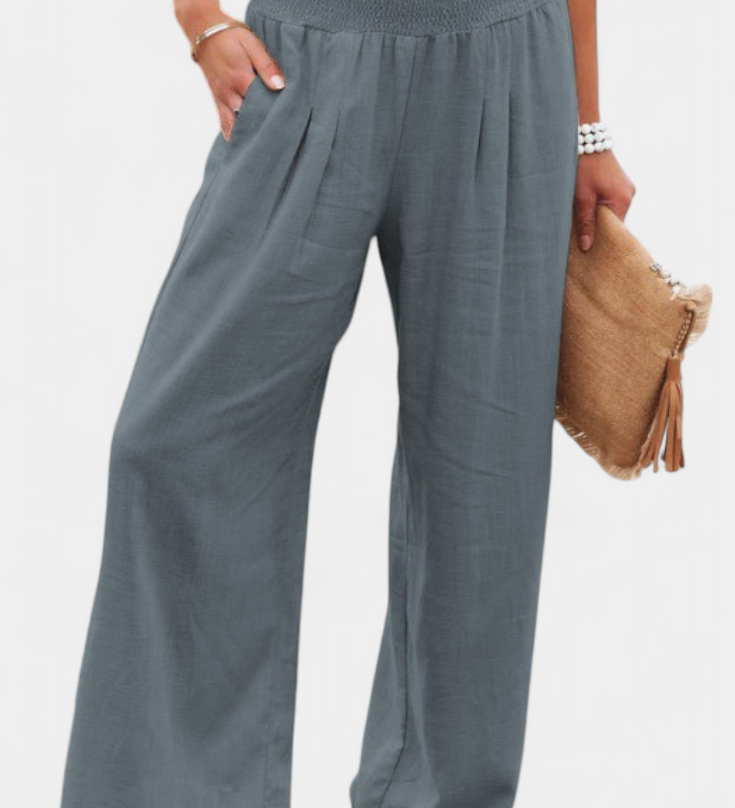 Alexia Cotton and Linen Trousers with Fluid Cut and Natural Elegance