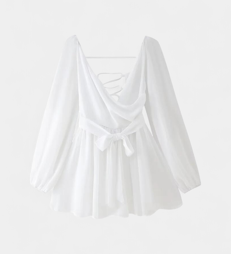 Skylar Mini Dress with V-Neck and Light Sleeves