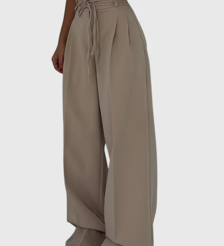 Sophie Wide-Leg Trousers with Drawstrings