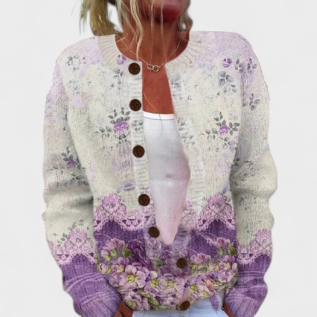 Clara™ | Elegant cardigan with floral design
