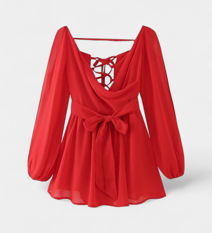 Skylar Mini Dress with V-Neck and Light Sleeves