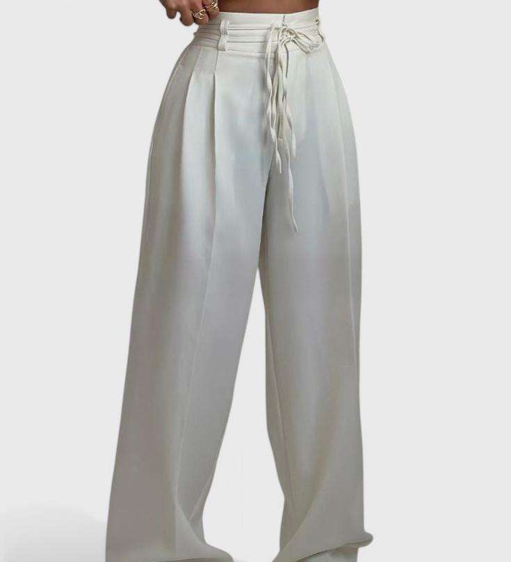 Sophie Wide-Leg Trousers with Drawstrings