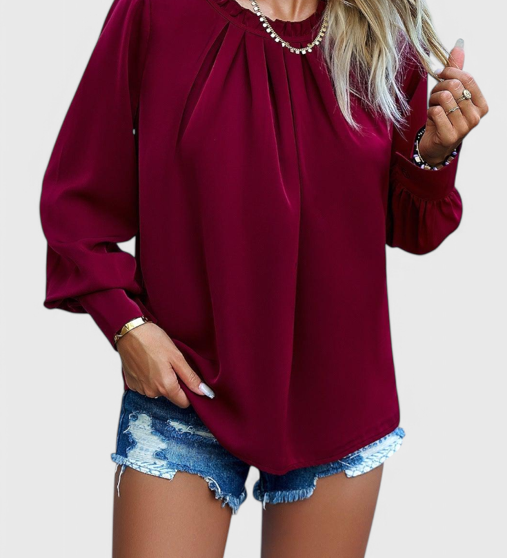 Dottie Long Sleeve Blouse with Lace Collar