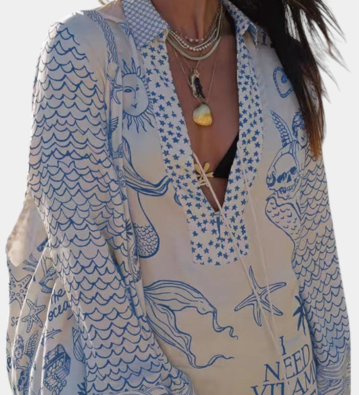 Amalia Printed Shirt Set with Elasticated Shorts