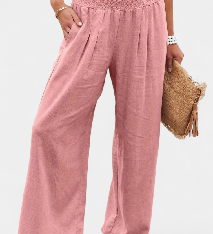 Alexia Cotton and Linen Trousers with Fluid Cut and Natural Elegance