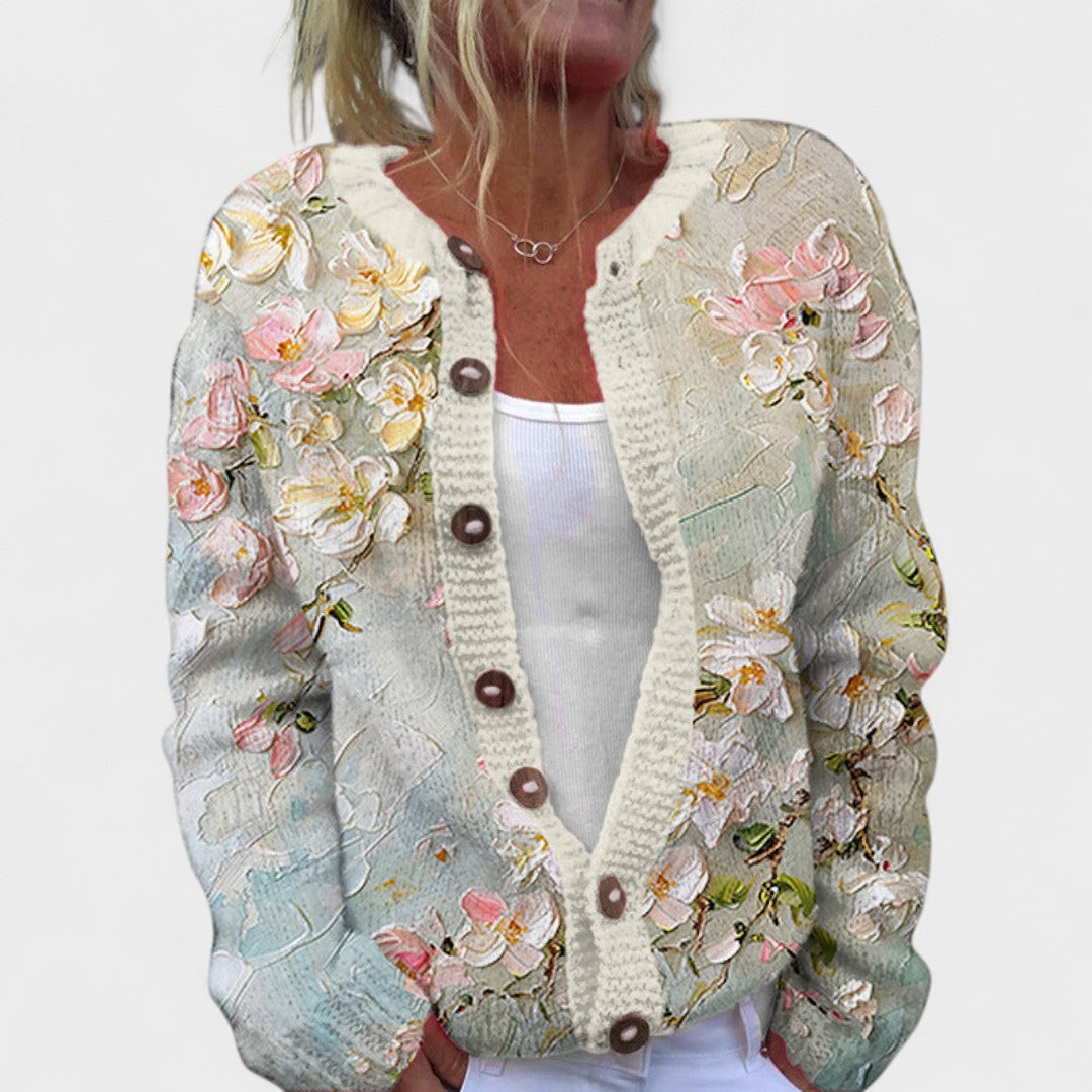 Clara™ | Elegant cardigan with floral design