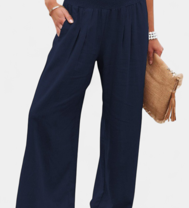 Alexia Cotton and Linen Trousers with Fluid Cut and Natural Elegance