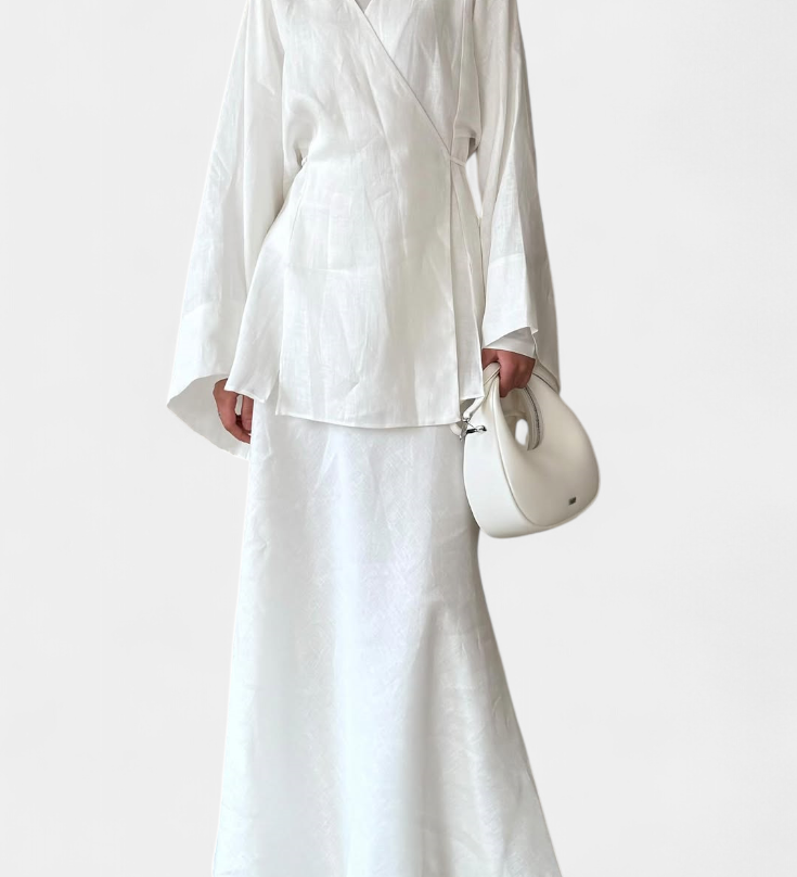 Zelda V-Neck Shirt and Split Skirt Set