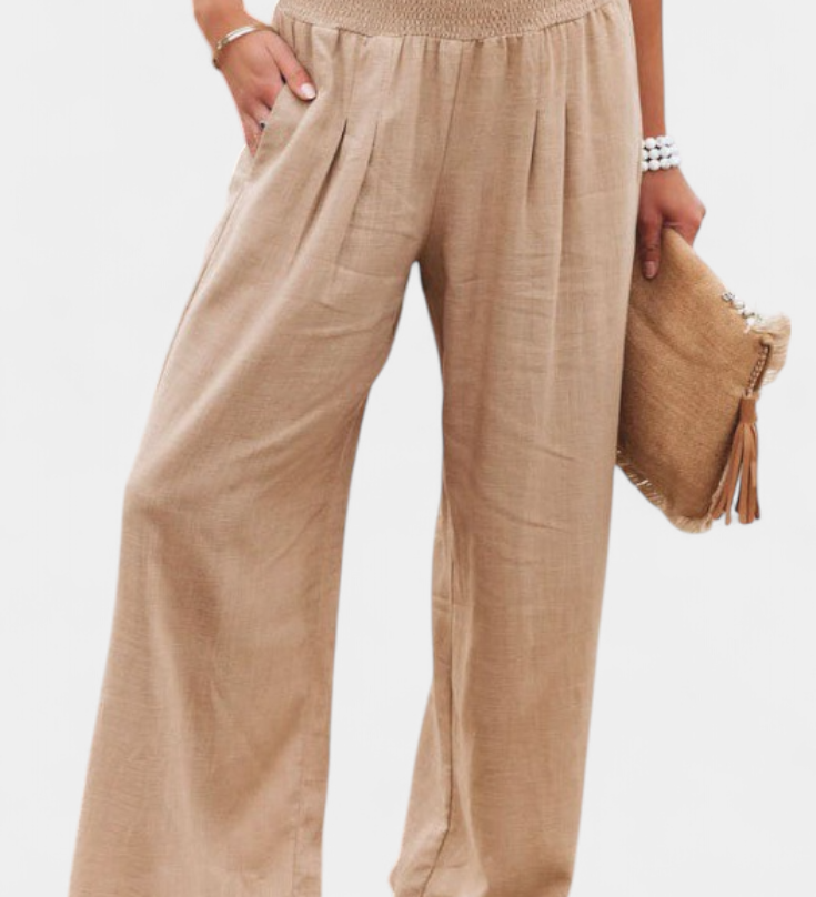 Alexia Cotton and Linen Trousers with Fluid Cut and Natural Elegance