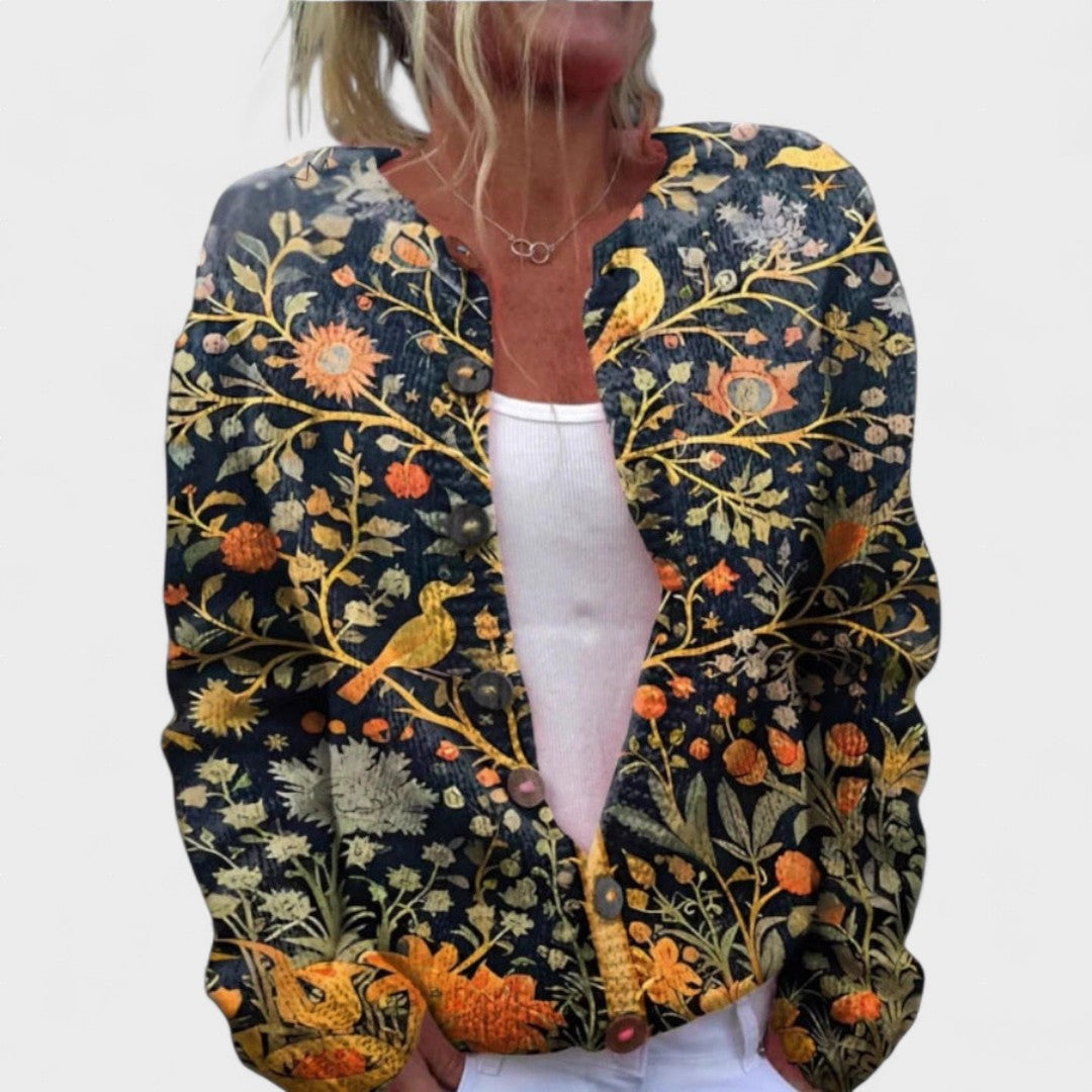 Clara™ | Elegant cardigan with floral design