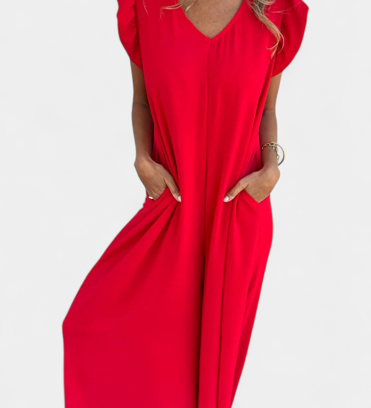 Isela Jumpsuit with V-Neck and Leopard Print