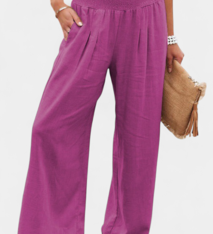 Alexia Cotton and Linen Trousers with Fluid Cut and Natural Elegance