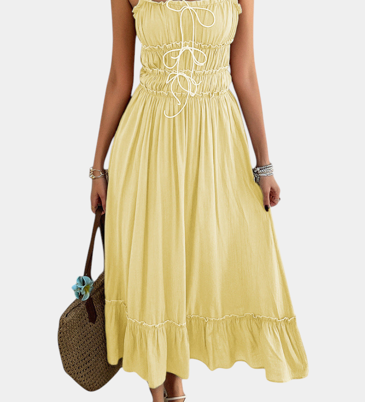 A-Line Dress with Straps Luz and Ruffled Hem