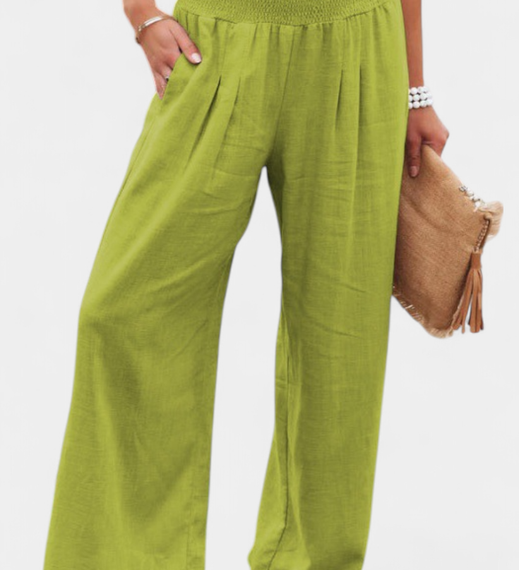 Alexia Cotton and Linen Trousers with Fluid Cut and Natural Elegance