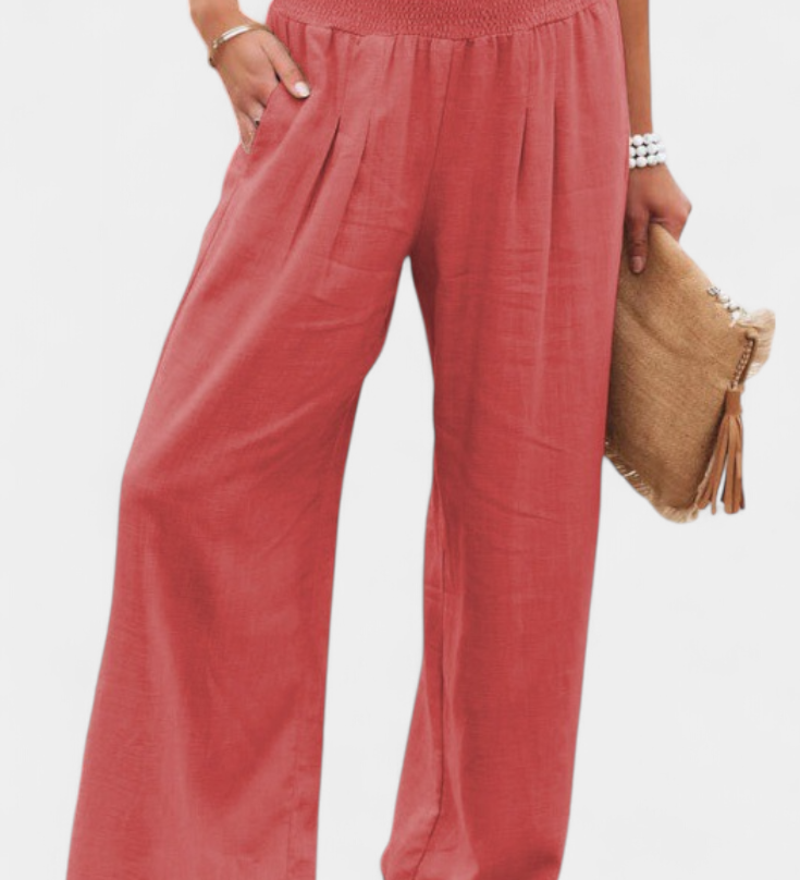 Alexia Cotton and Linen Trousers with Fluid Cut and Natural Elegance
