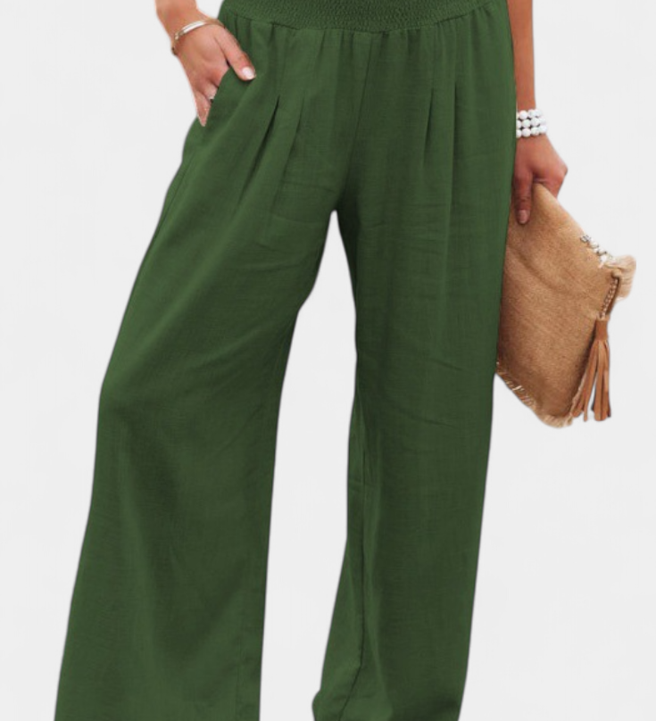 Alexia Cotton and Linen Trousers with Fluid Cut and Natural Elegance