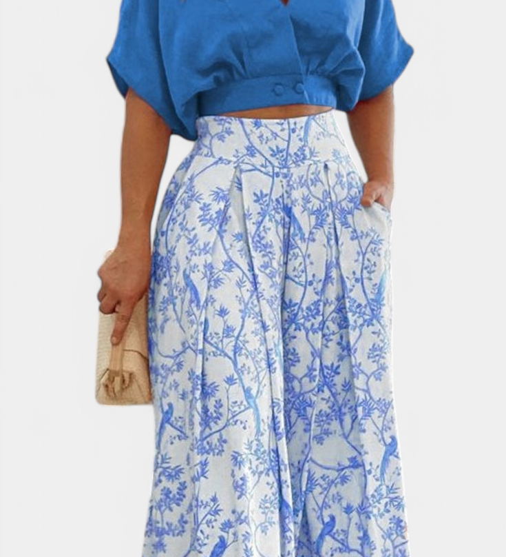 Olivia Boho V-Neck and Wide Leg Set