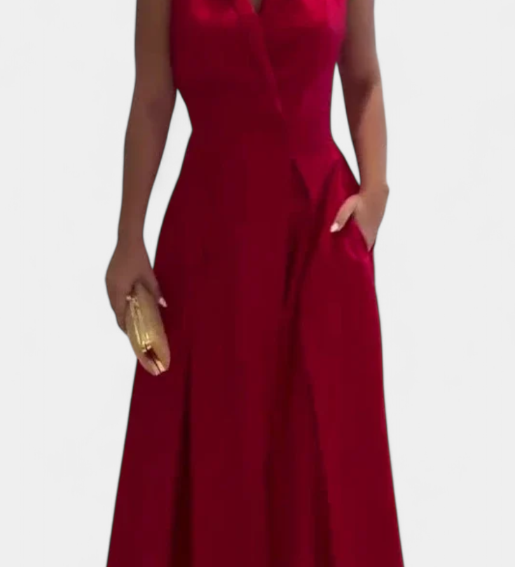 Beverly Sleeveless Blazer Dress with A-Line Cut and Buttons