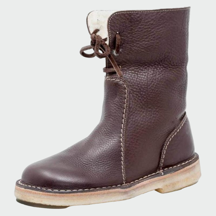 Alba | Waterproof Leather Ankle Boots with Wool Lining