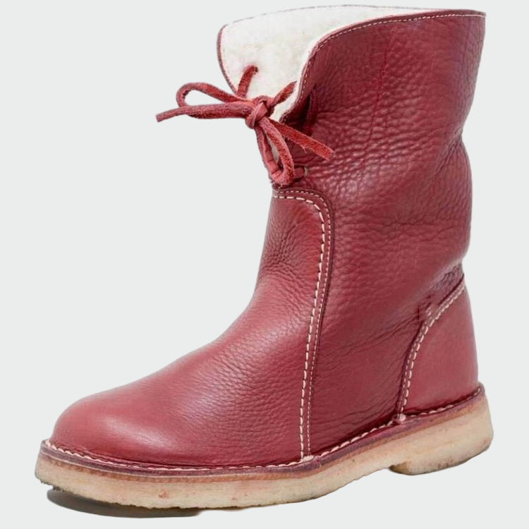 Alba | Waterproof Leather Ankle Boots with Wool Lining