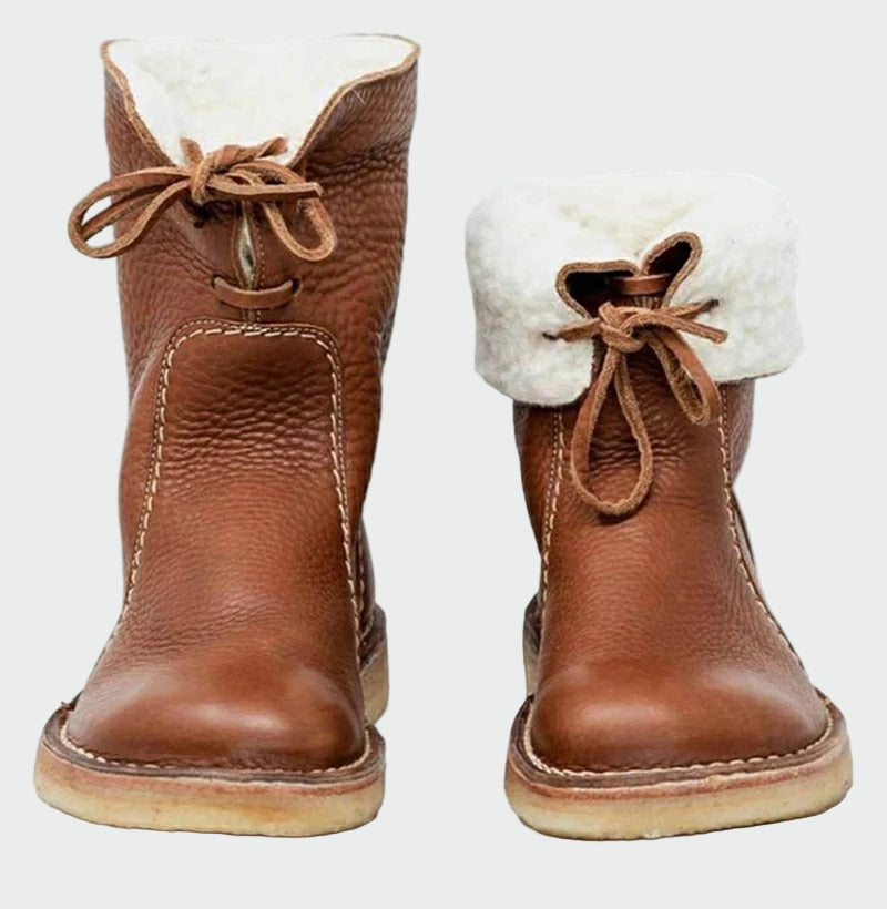 Alba | Waterproof Leather Ankle Boots with Wool Lining