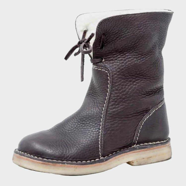 Alba | Waterproof Leather Ankle Boots with Wool Lining