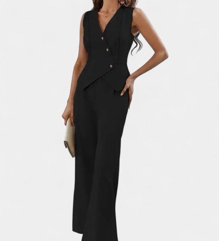 Heskia Sleeveless Waistcoat and Wide-Leg Trousers Set