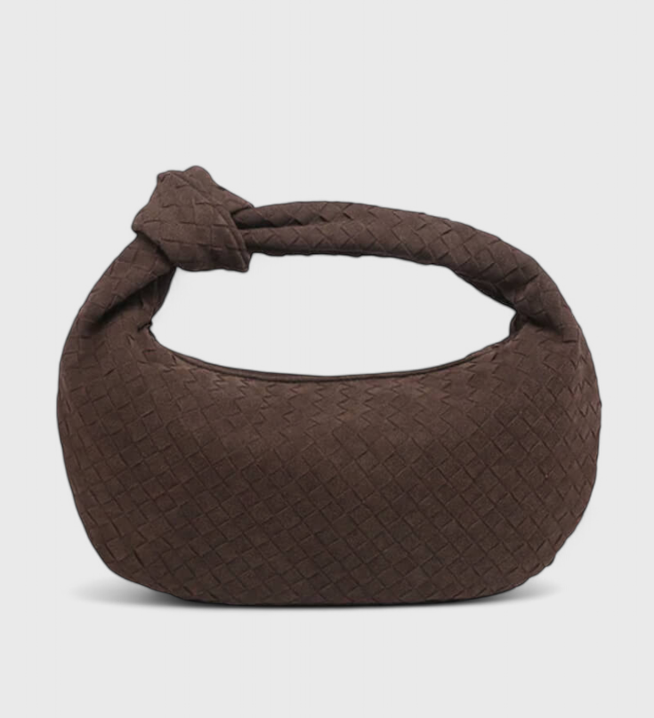 Lilac Medium Woven Bag with Knot Detail