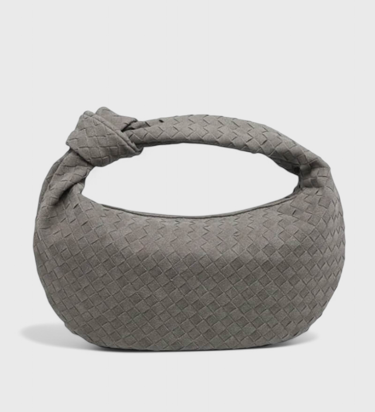 Lilac Medium Woven Bag with Knot Detail