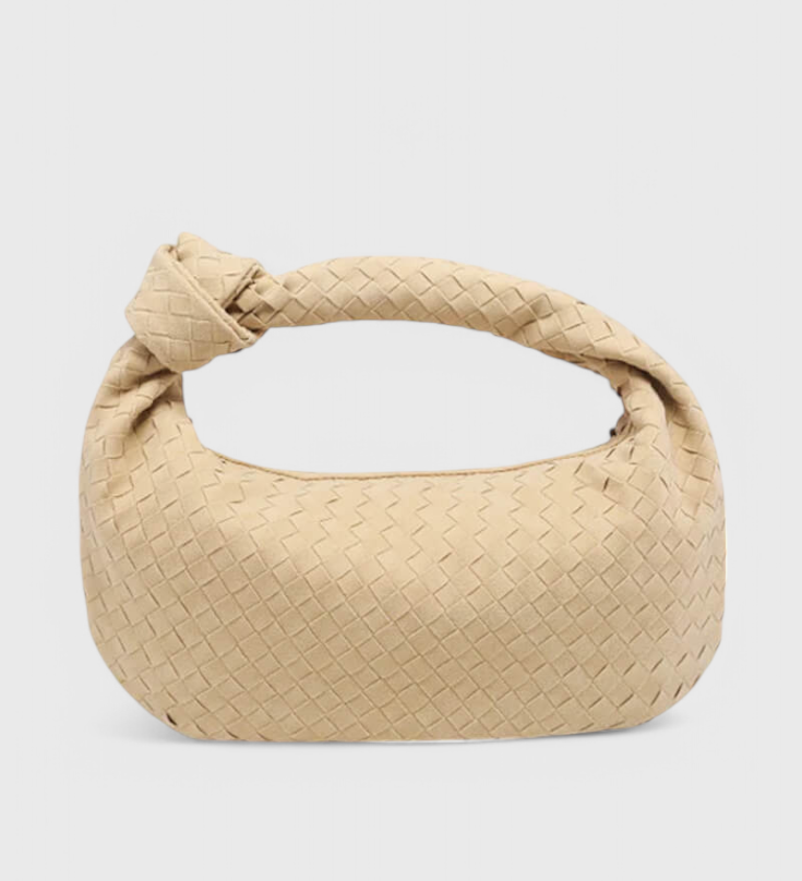 Lilac Medium Woven Bag with Knot Detail