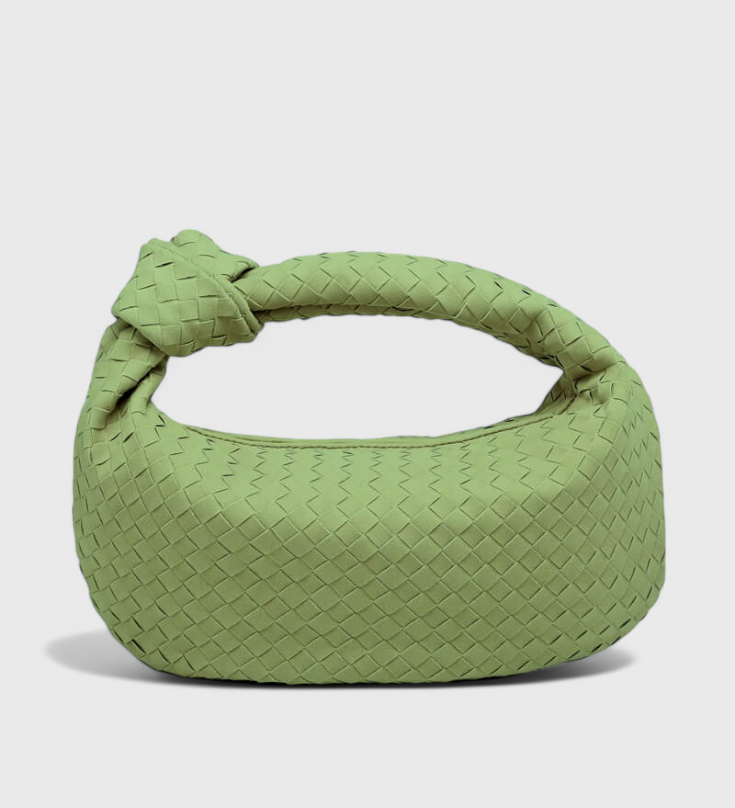 Lilac Medium Woven Bag with Knot Detail