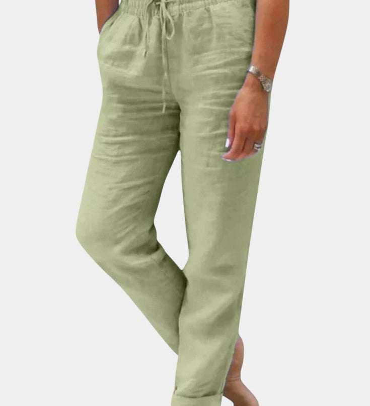 Violet Relaxed Fit Linen Blend Trousers