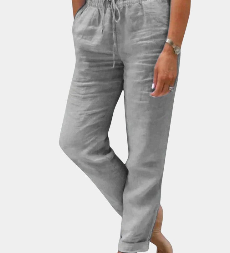 Violet Relaxed Fit Linen Blend Trousers