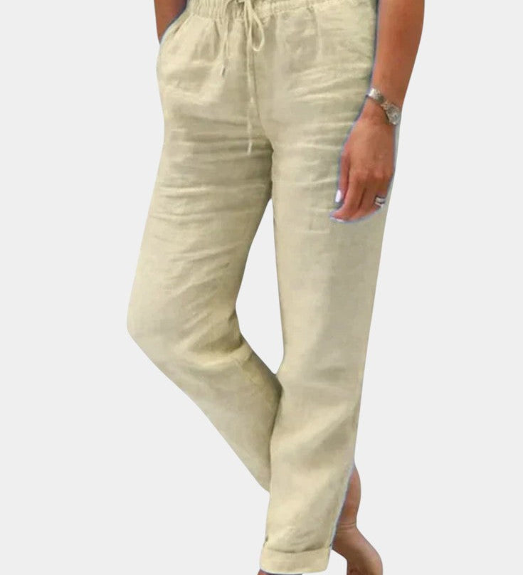 Violet Relaxed Fit Linen Blend Trousers